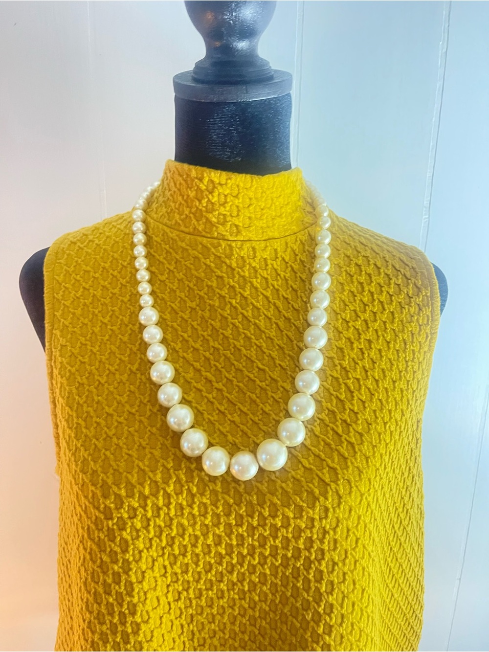 Classic long White Pearl look Necklace